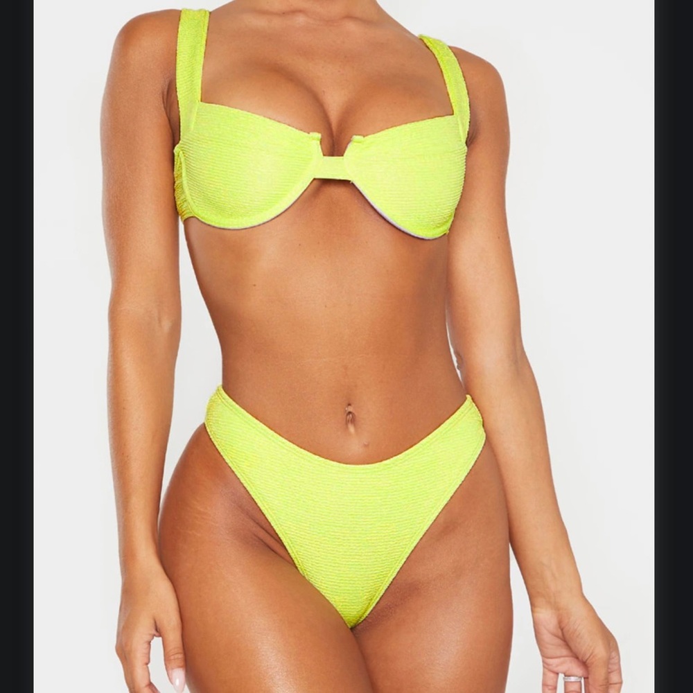 Light Lime Mini Crinkle Bikini